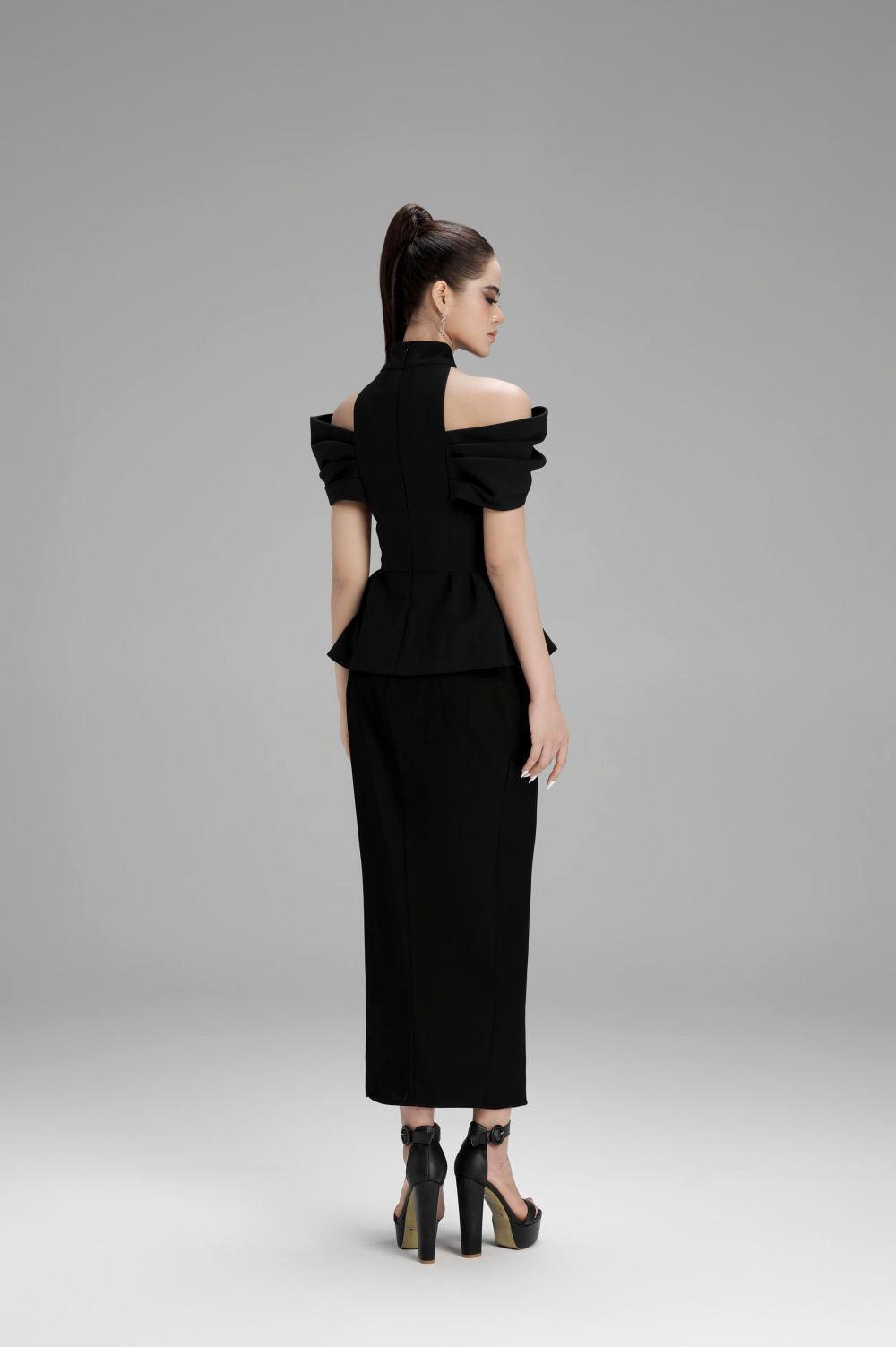 Addison Peplum Criss Cross Neck Polycotton Shirt - MEAN BLVD