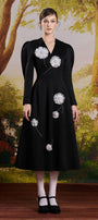 Adela A-line Leg Of Mutton Sleeved Taffeta Midi Dress - MEAN BLVD