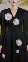 Adela A-line Leg Of Mutton Sleeved Taffeta Midi Dress - MEAN BLVD