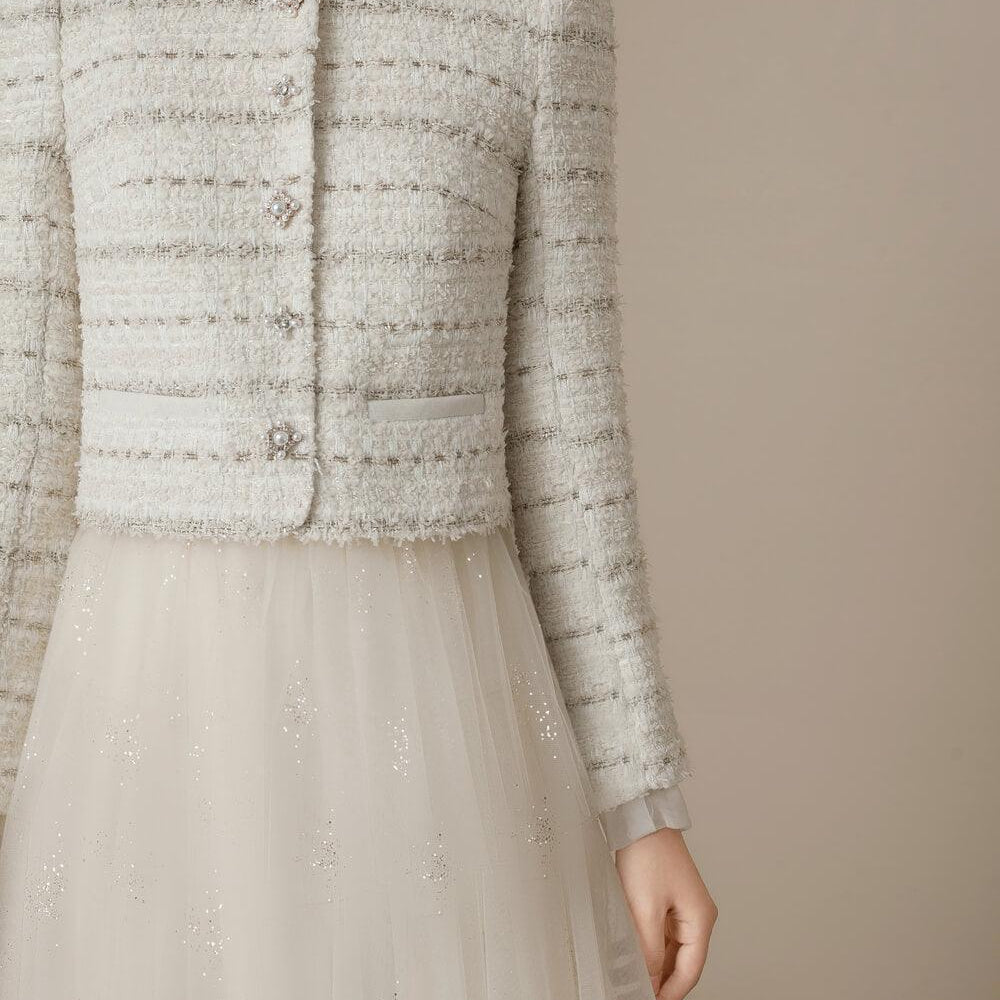 Adela Cropped Long Sleeved Tweed Jacket - MEAN BLVD