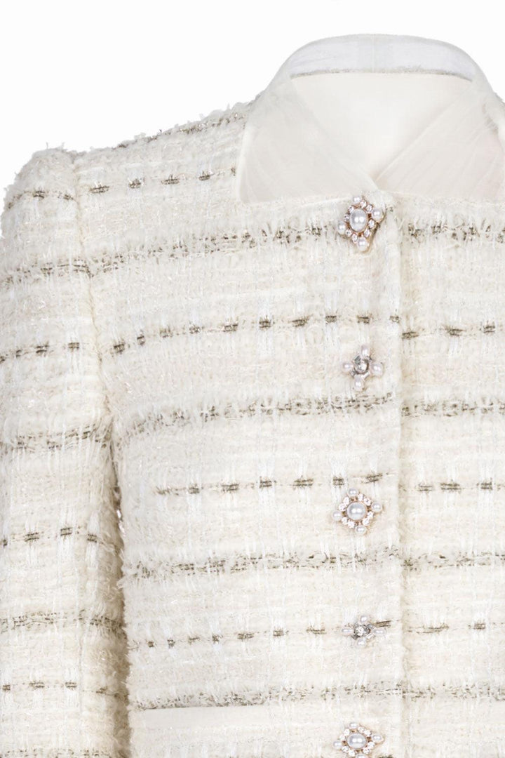 Adela Cropped Long Sleeved Tweed Jacket - MEAN BLVD