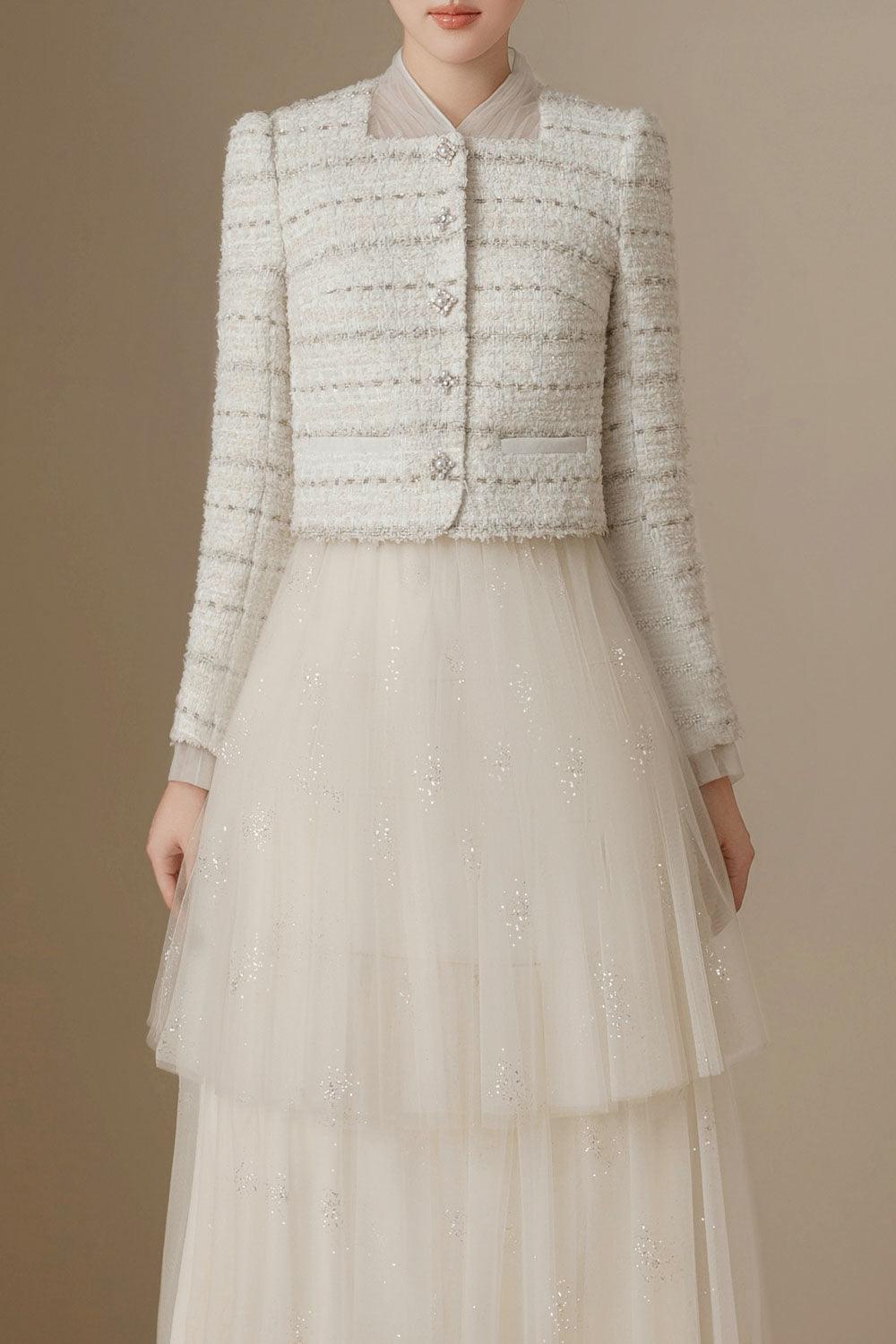 Adela Cropped Long Sleeved Tweed Jacket - MEAN BLVD