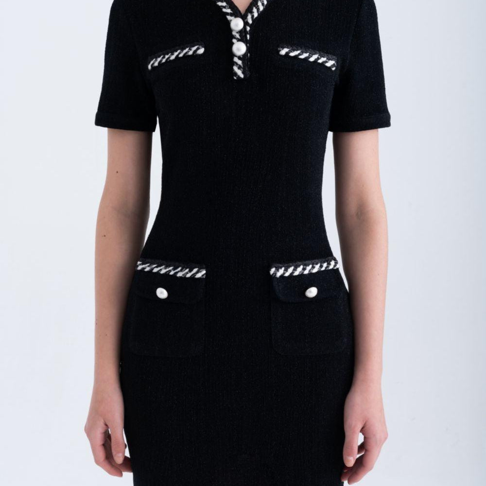 Adela Hourglass V-Neck Knitted Fabric Mini Dress - MEAN BLVD