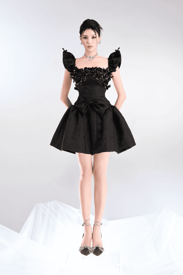 Adelina A-line Bow Taffeta Mini Dress - MEAN BLVD