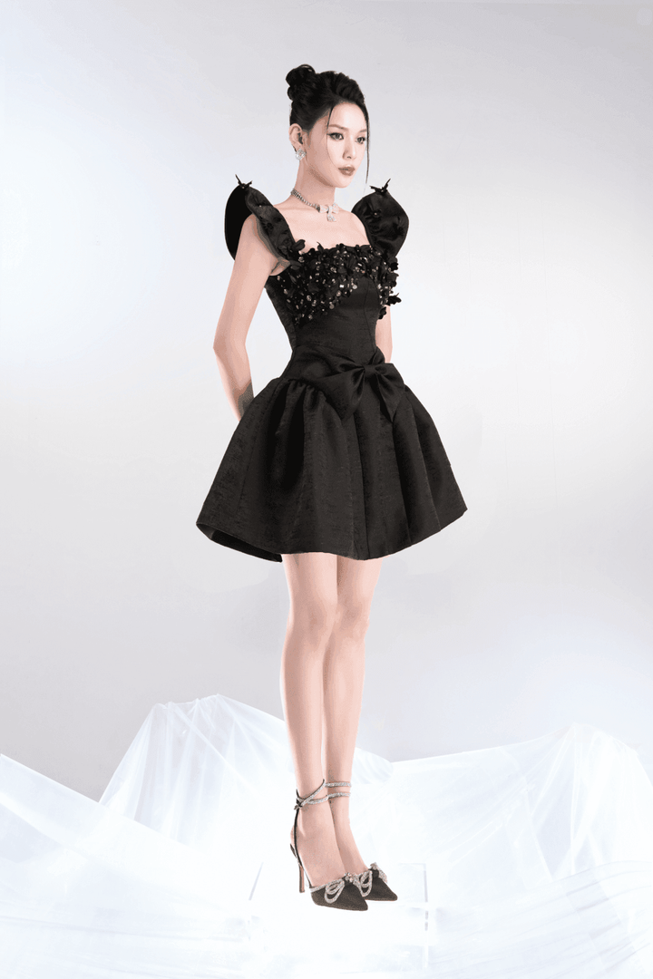 Adelina A-line Bow Taffeta Mini Dress - MEAN BLVD