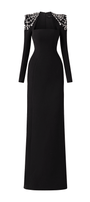 Adeline Bodycon Long Sleeved Crepe Floor Length Dress - MEAN BLVD