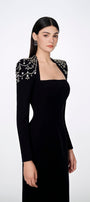 Adeline Bodycon Long Sleeved Crepe Floor Length Dress - MEAN BLVD