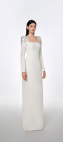 Adeline Bodycon Long Sleeved Crepe Floor Length Dress - MEAN BLVD