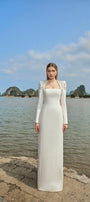 Adeline Bodycon Long Sleeved Crepe Floor Length Dress - MEAN BLVD