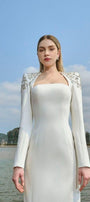 Adeline Bodycon Long Sleeved Crepe Floor Length Dress - MEAN BLVD