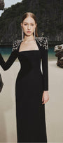 Adeline Bodycon Long Sleeved Crepe Floor Length Dress - MEAN BLVD