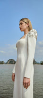Adeline Bodycon Long Sleeved Crepe Floor Length Dress - MEAN BLVD