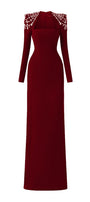 Adeline Bodycon Long Sleeved Crepe Floor Length Dress - MEAN BLVD