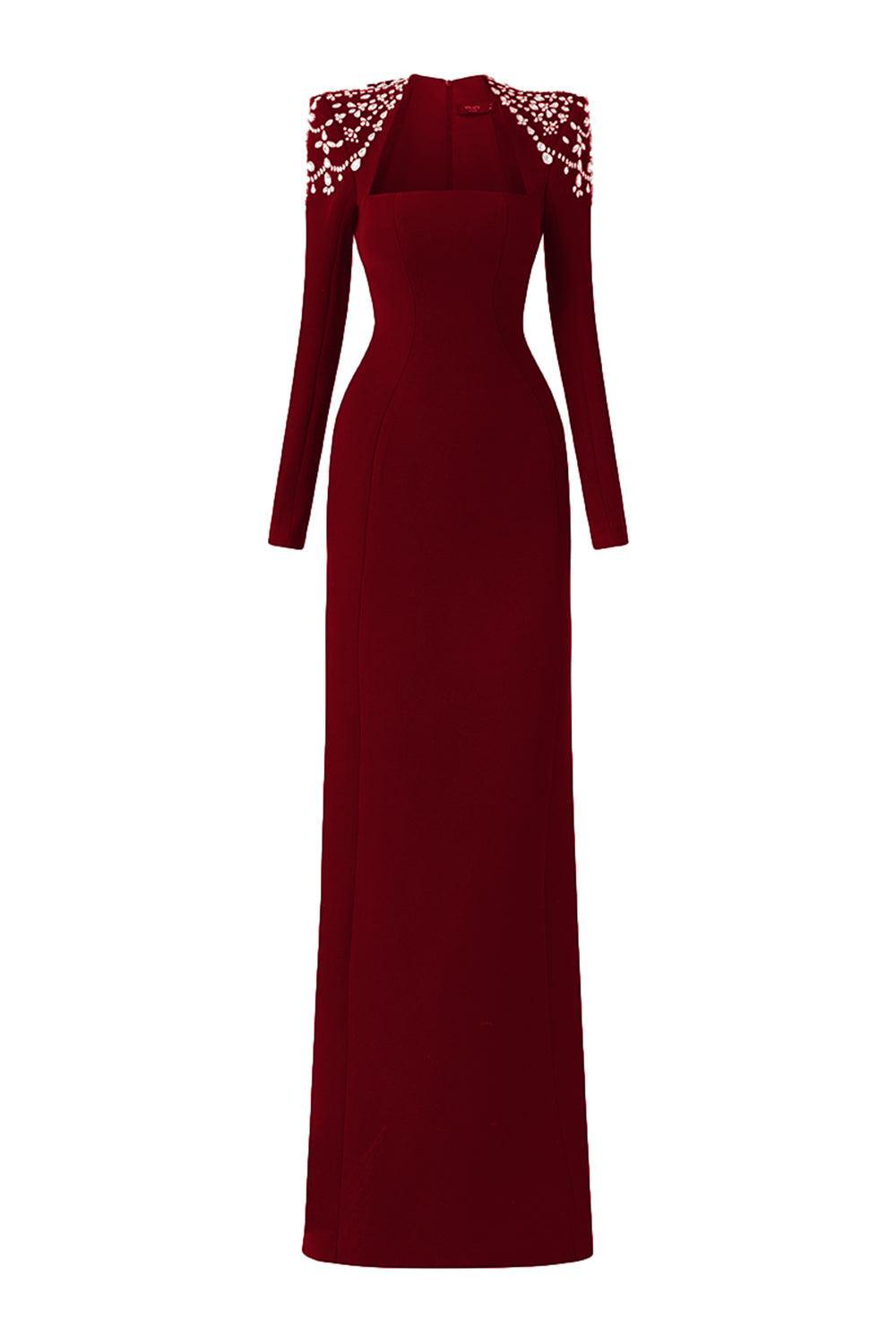 Adeline Bodycon Long Sleeved Crepe Floor Length Dress - MEAN BLVD