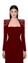 Adeline Bodycon Long Sleeved Crepe Floor Length Dress - MEAN BLVD