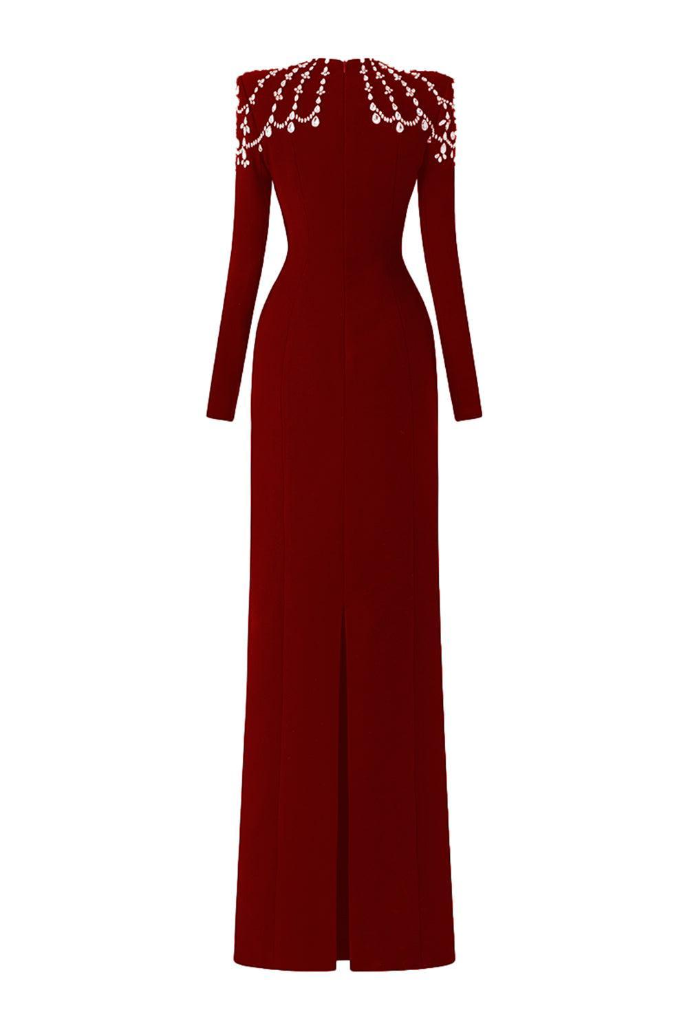 Adeline Bodycon Long Sleeved Crepe Floor Length Dress - MEAN BLVD