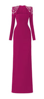 Adeline Bodycon Long Sleeved Crepe Floor Length Dress - MEAN BLVD