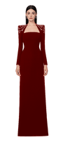 Adeline Bodycon Long Sleeved Crepe Floor Length Dress - MEAN BLVD