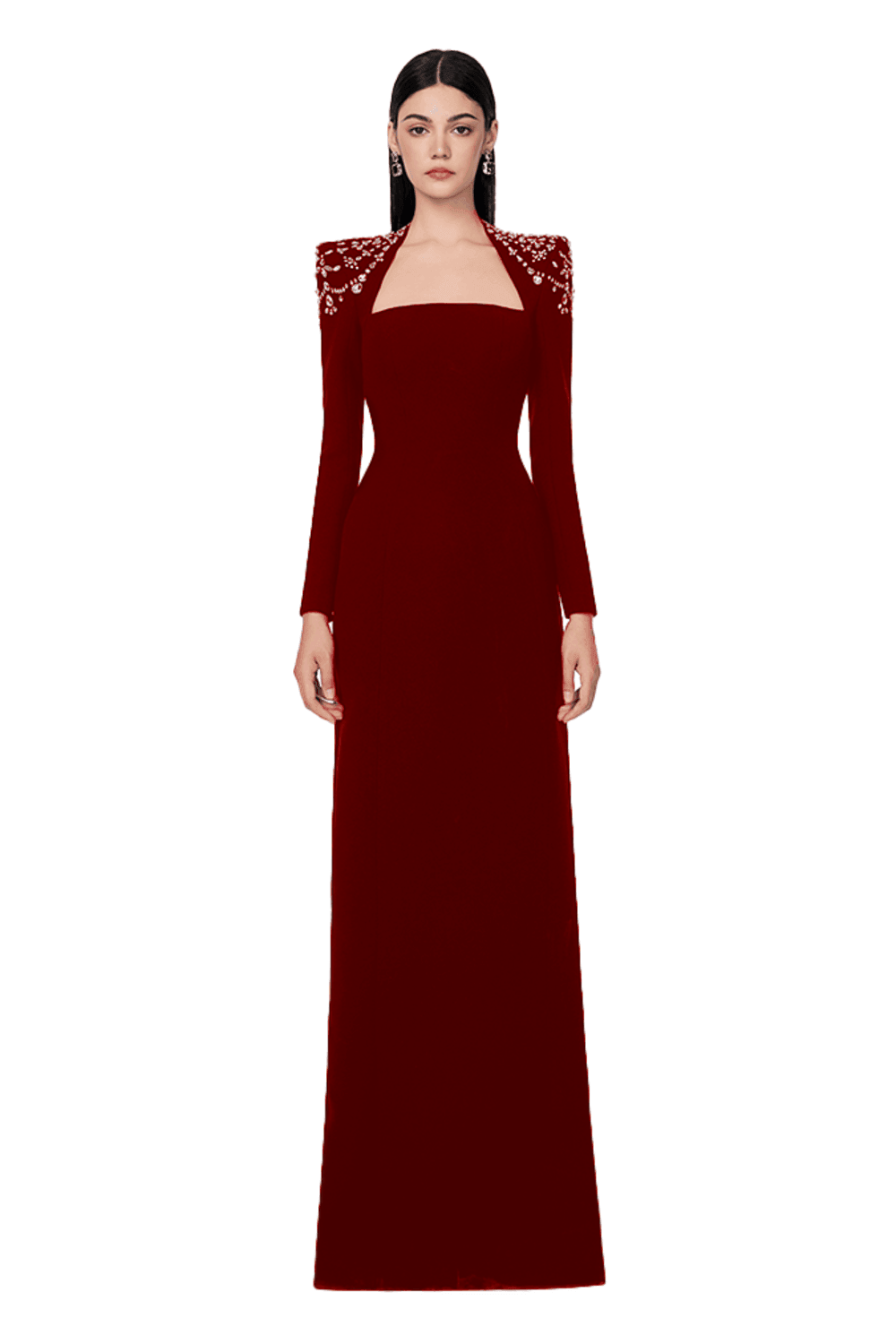 Adeline Bodycon Long Sleeved Crepe Floor Length Dress - MEAN BLVD