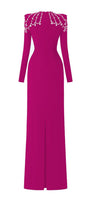 Adeline Bodycon Long Sleeved Crepe Floor Length Dress - MEAN BLVD