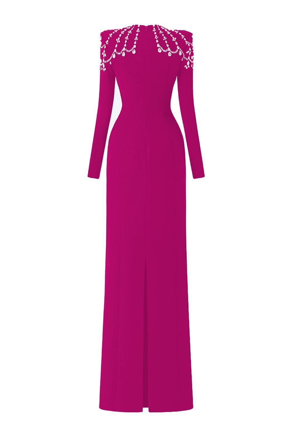 Adeline Bodycon Long Sleeved Crepe Floor Length Dress - MEAN BLVD