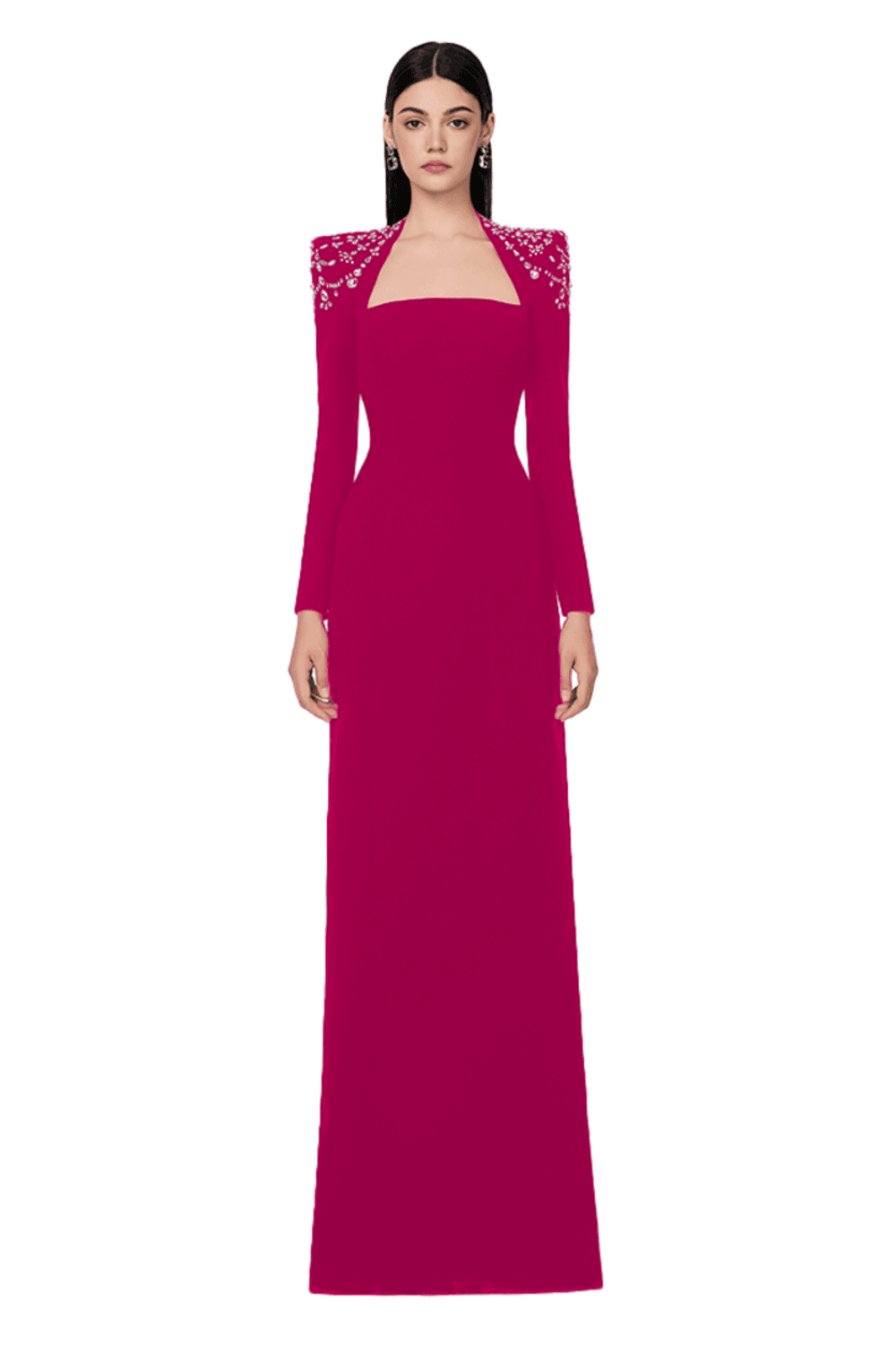 Adeline Bodycon Long Sleeved Crepe Floor Length Dress - MEAN BLVD