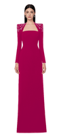 Adeline Bodycon Long Sleeved Crepe Floor Length Dress - MEAN BLVD