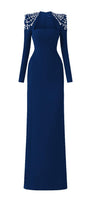 Adeline Bodycon Long Sleeved Crepe Floor Length Dress - MEAN BLVD