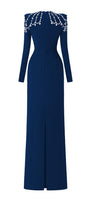 Adeline Bodycon Long Sleeved Crepe Floor Length Dress - MEAN BLVD