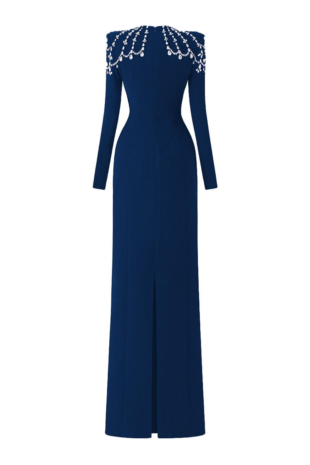 Adeline Bodycon Long Sleeved Crepe Floor Length Dress - MEAN BLVD