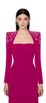 Adeline Bodycon Long Sleeved Crepe Floor Length Dress - MEAN BLVD