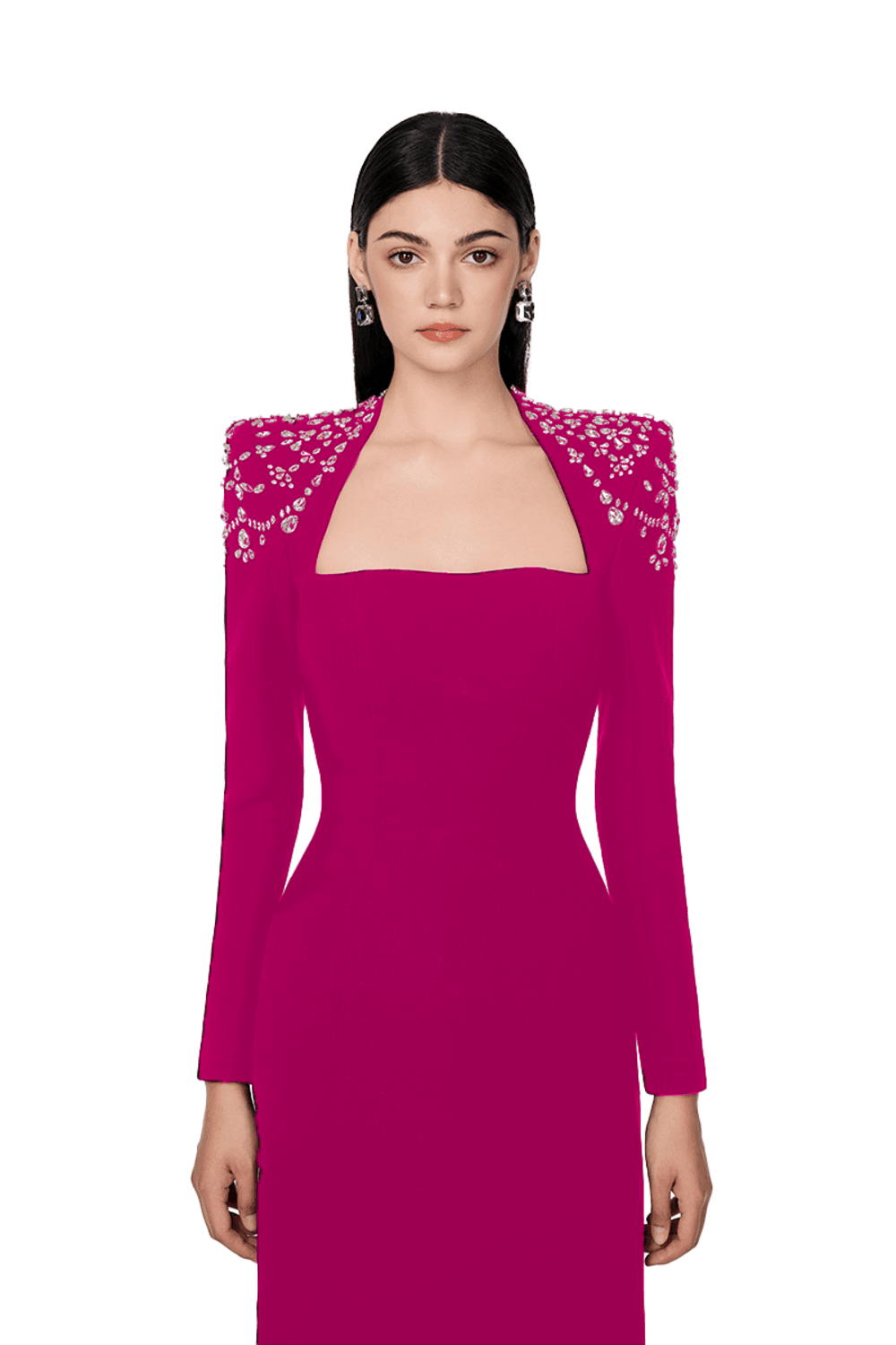 Adeline Bodycon Long Sleeved Crepe Floor Length Dress - MEAN BLVD