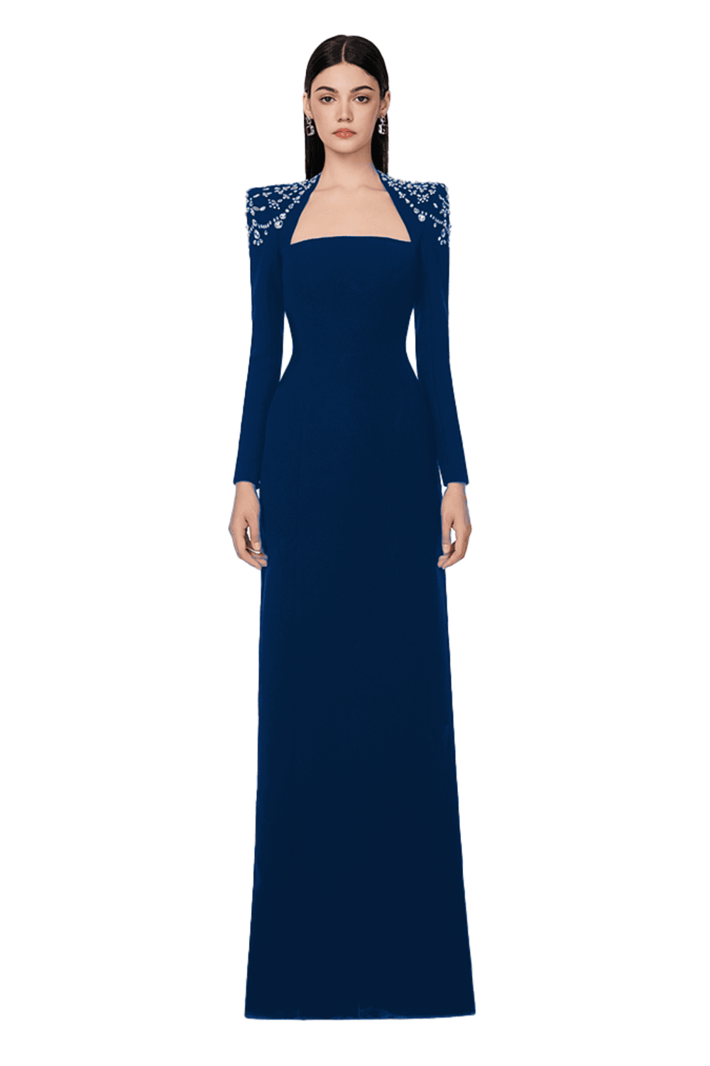 Women's Adeline Bodycon Long Sleeved Crepe Floor Length Dress XS/S/M/L/XL/XXL/Customize/Black/White/Cobalt/Navy/Pink/Maroon/MEAN BLVD Women's Adeline Bodycon Long Sleeved Crepe Floor Length Dress XS/S/M/L/XL/XXL/Customize/Black/White/Cobalt/Navy/Pink/Maroon/MEAN BLVD