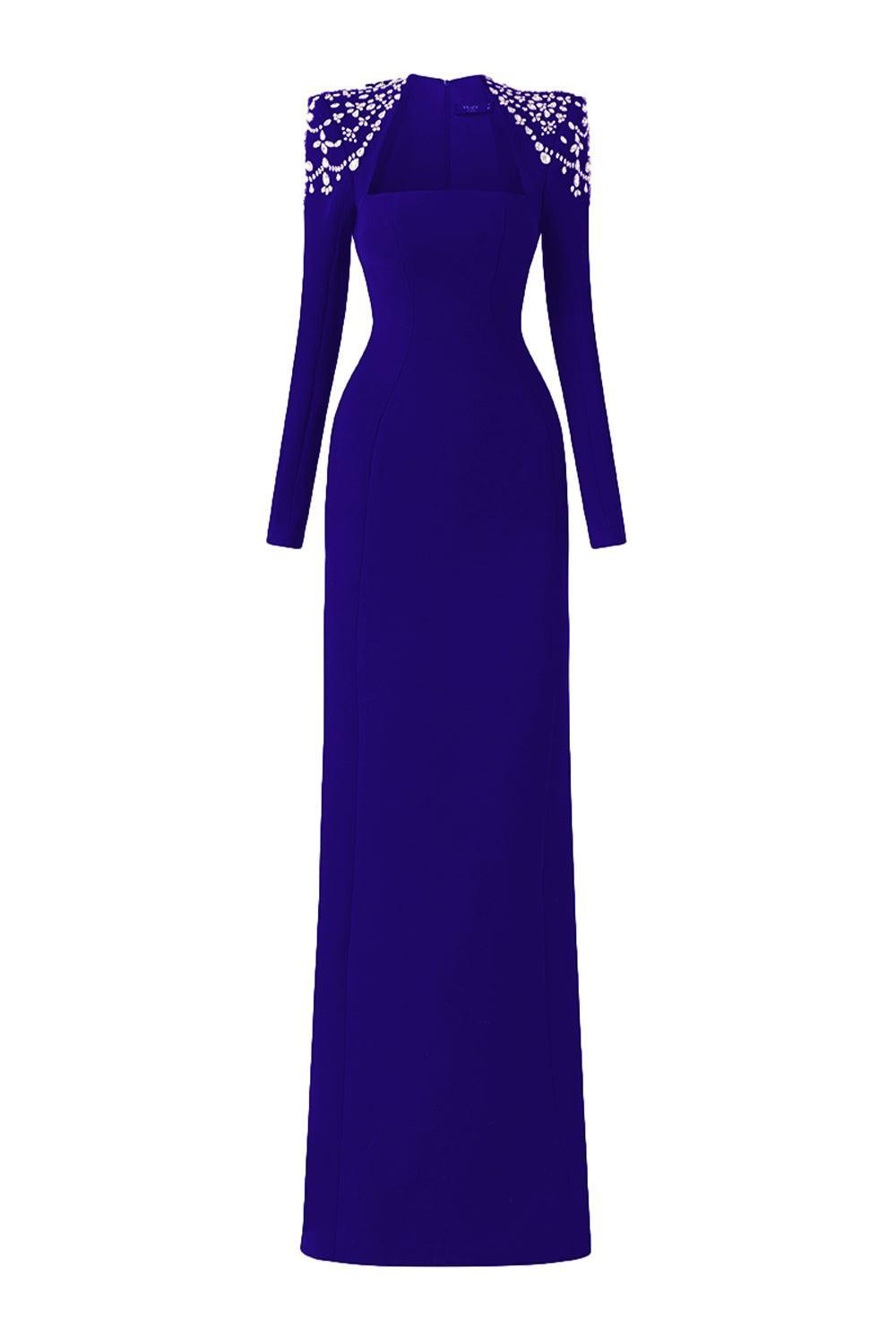 Adeline Bodycon Long Sleeved Crepe Floor Length Dress - MEAN BLVD