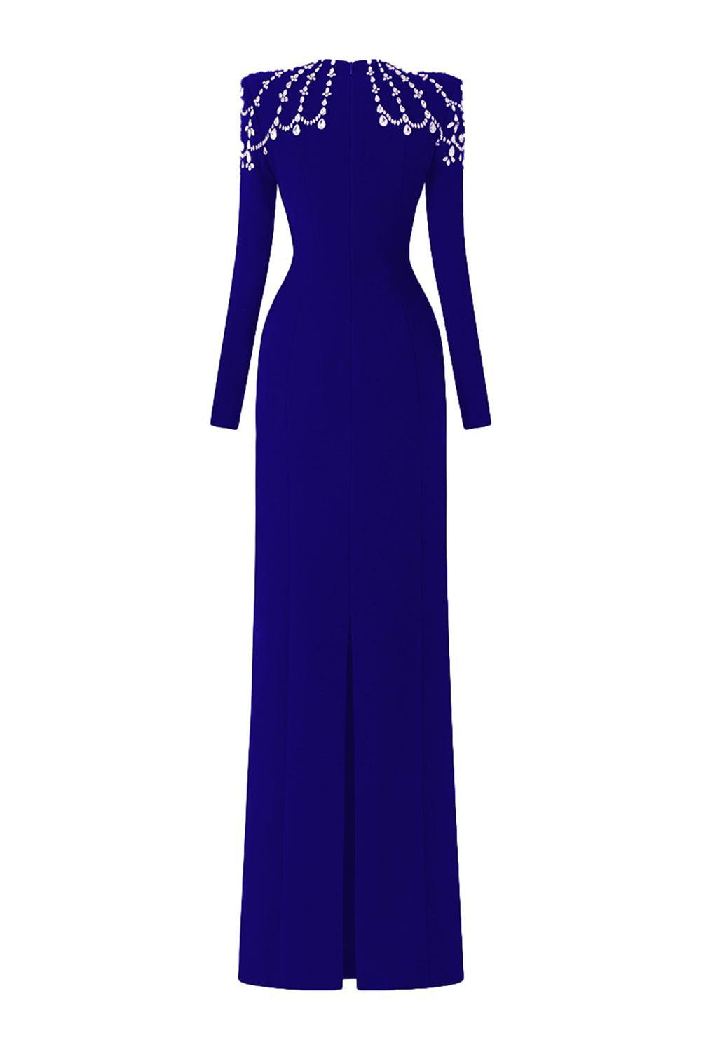 Adeline Bodycon Long Sleeved Crepe Floor Length Dress - MEAN BLVD