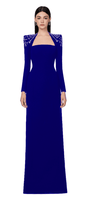 Adeline Bodycon Long Sleeved Crepe Floor Length Dress - MEAN BLVD