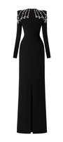Adeline Bodycon Long Sleeved Crepe Floor Length Dress - MEAN BLVD