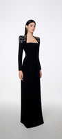 Adeline Bodycon Long Sleeved Crepe Floor Length Dress - MEAN BLVD
