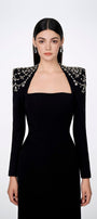 Adeline Bodycon Long Sleeved Crepe Floor Length Dress - MEAN BLVD