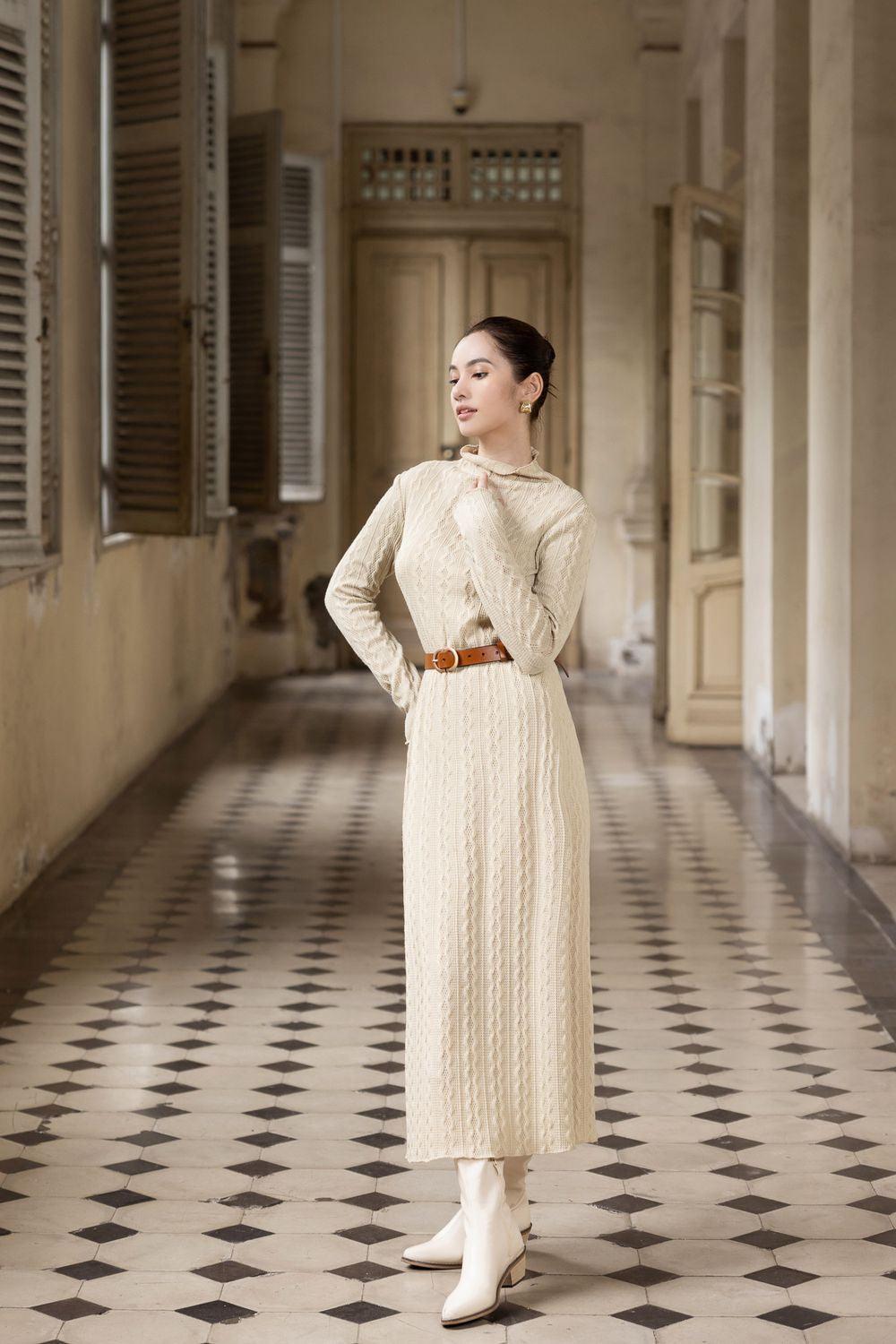 Adeline Straight Long Sleeved Knit Maxi Dress - MEAN BLVD