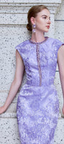 Adorn A-line Round Neck Jacquard Floor Length Dress - MEAN BLVD