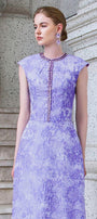 Adorn A-line Round Neck Jacquard Floor Length Dress - MEAN BLVD