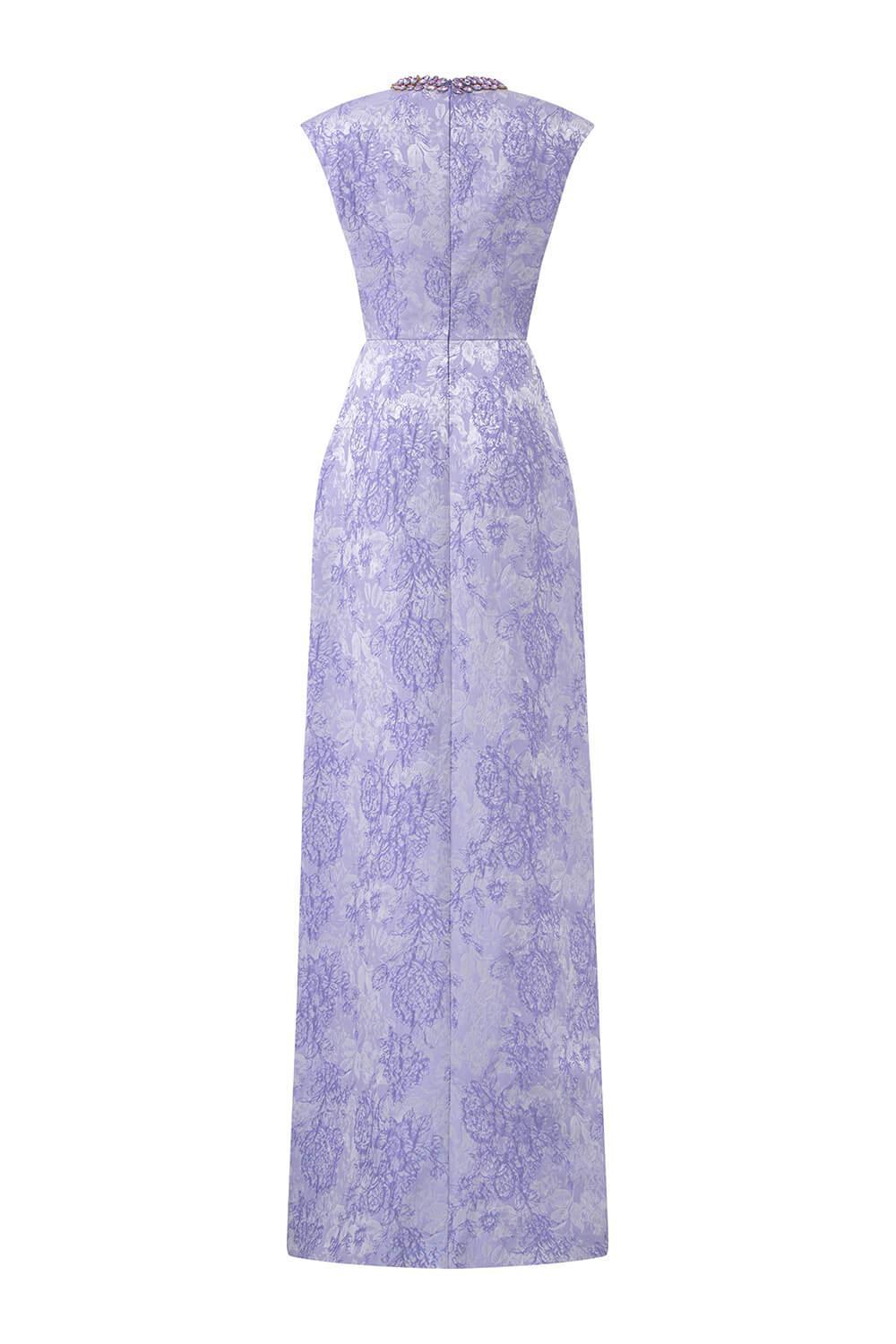 Adorn A-line Round Neck Jacquard Floor Length Dress - MEAN BLVD