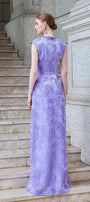 Adorn A-line Round Neck Jacquard Floor Length Dress - MEAN BLVD