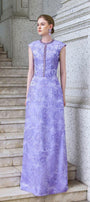 Adorn A-line Round Neck Jacquard Floor Length Dress - MEAN BLVD