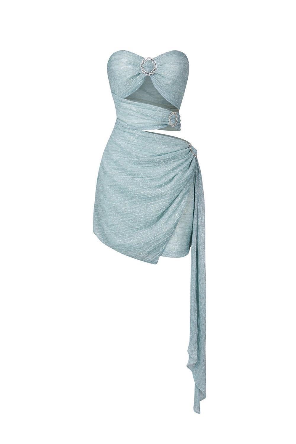 Adriana Wrap Cut-Out Mesh Mini Dress - MEAN BLVD