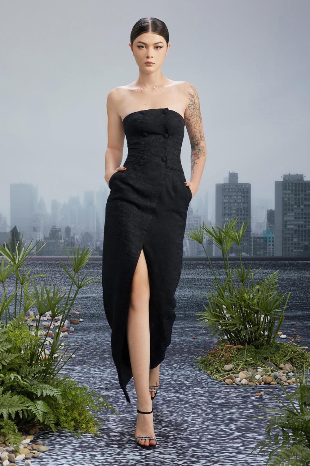 2 slit black dress Nox Anabel S1229 Size 2 Black Long Lace Maxi Slit Prom Dress Sheer Corset off the Shoulder Feather Dress Prom main image 0