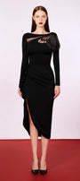 Aether Slit Boat Neck Cotton Blend Midi Dress - MEAN BLVD