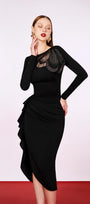 Aether Slit Boat Neck Cotton Blend Midi Dress - MEAN BLVD