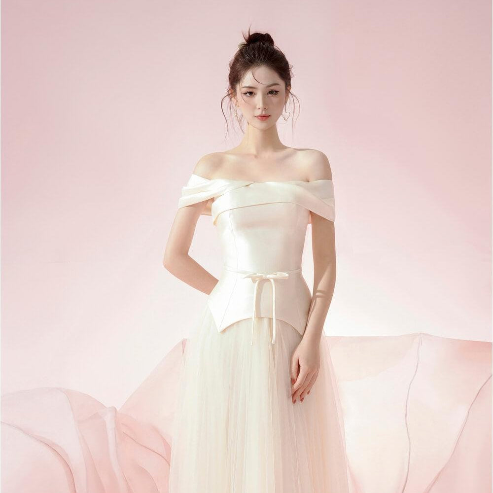 Agnes Pleated Off-Shoulder Mesh Midi Dress - MEAN BLVD